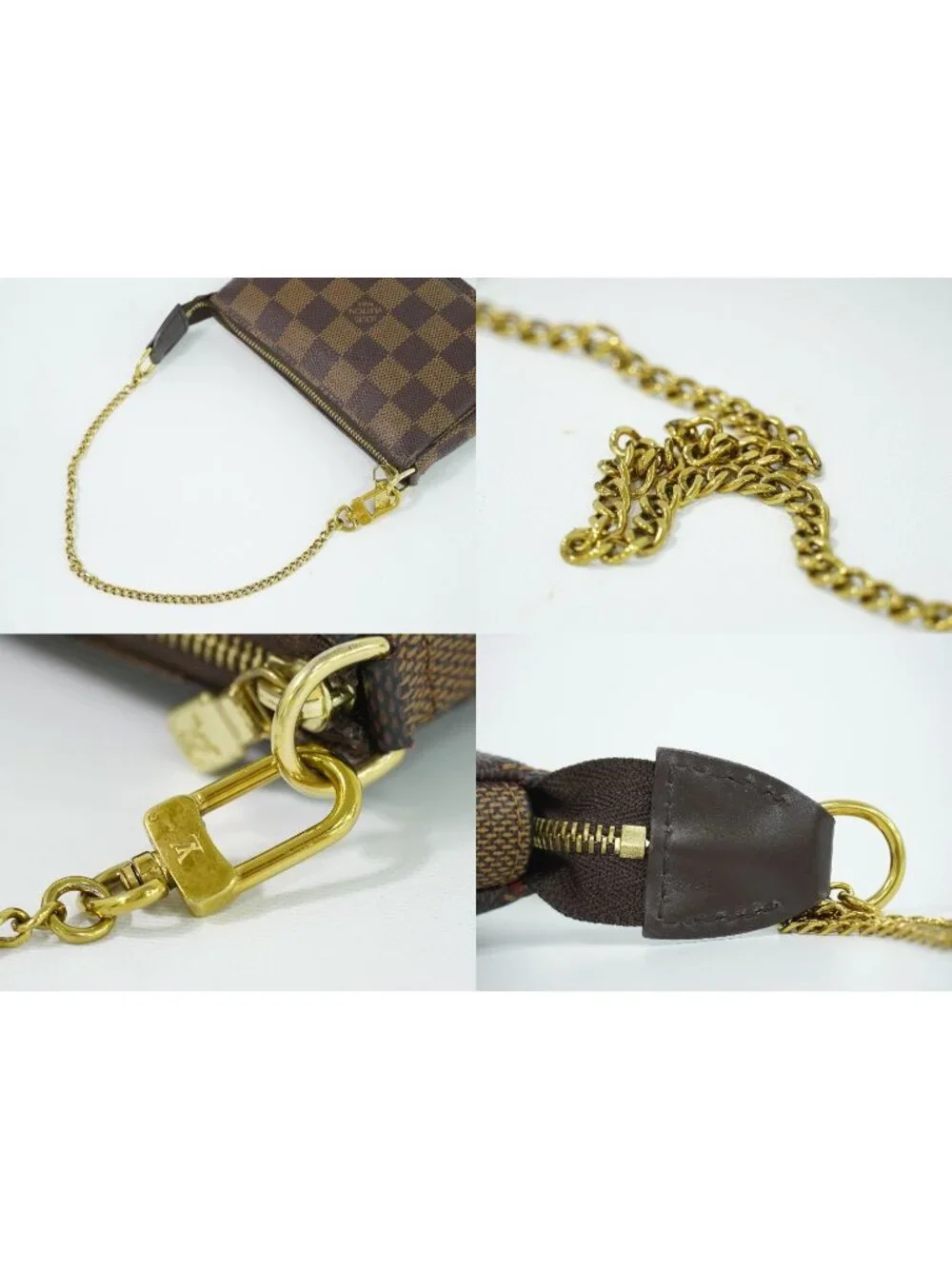 Louis Vuitton LV Mini Pochette Accessoires Damier Ebene Handbag Pouch Brown